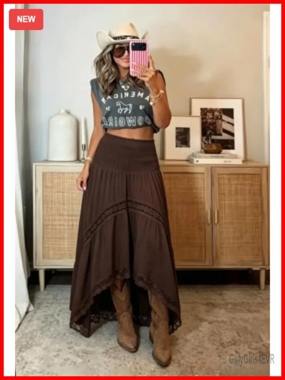 Women's Maxi Skirt Boho Elastic High Waist Flowy A Line Long Skirt